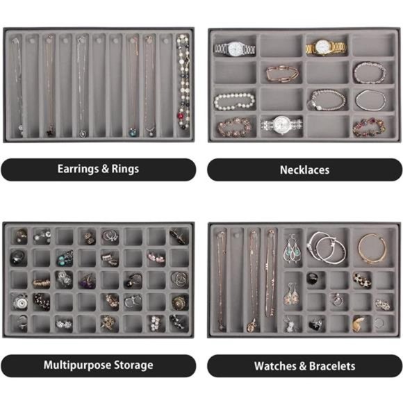 Stackable Synthetic Leather Jewelry Trays Organizer Jewelry Storage Display - Picture 4 of 6